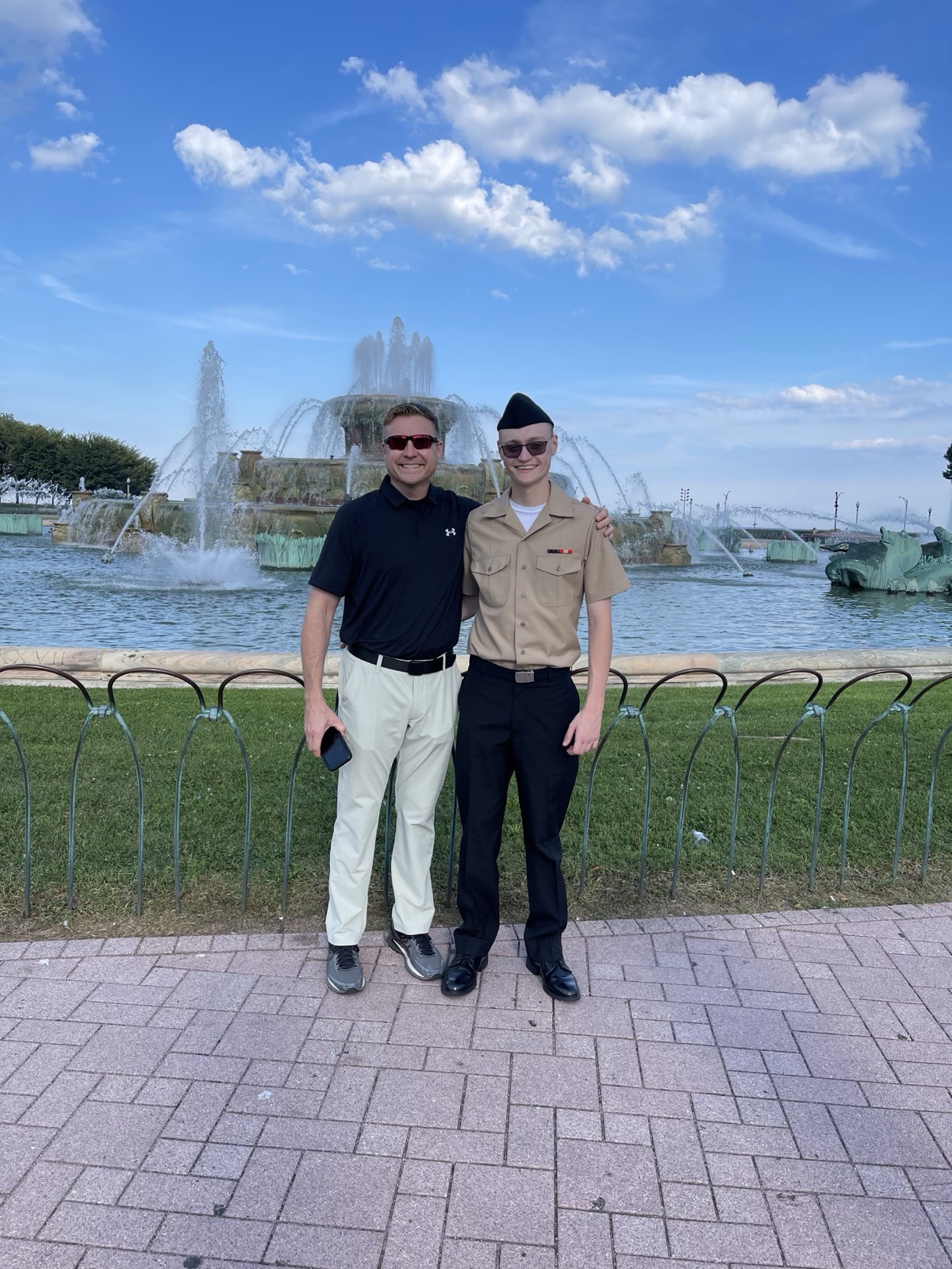 Chris Kimler with his son Wesley, who serves in the United States Navy